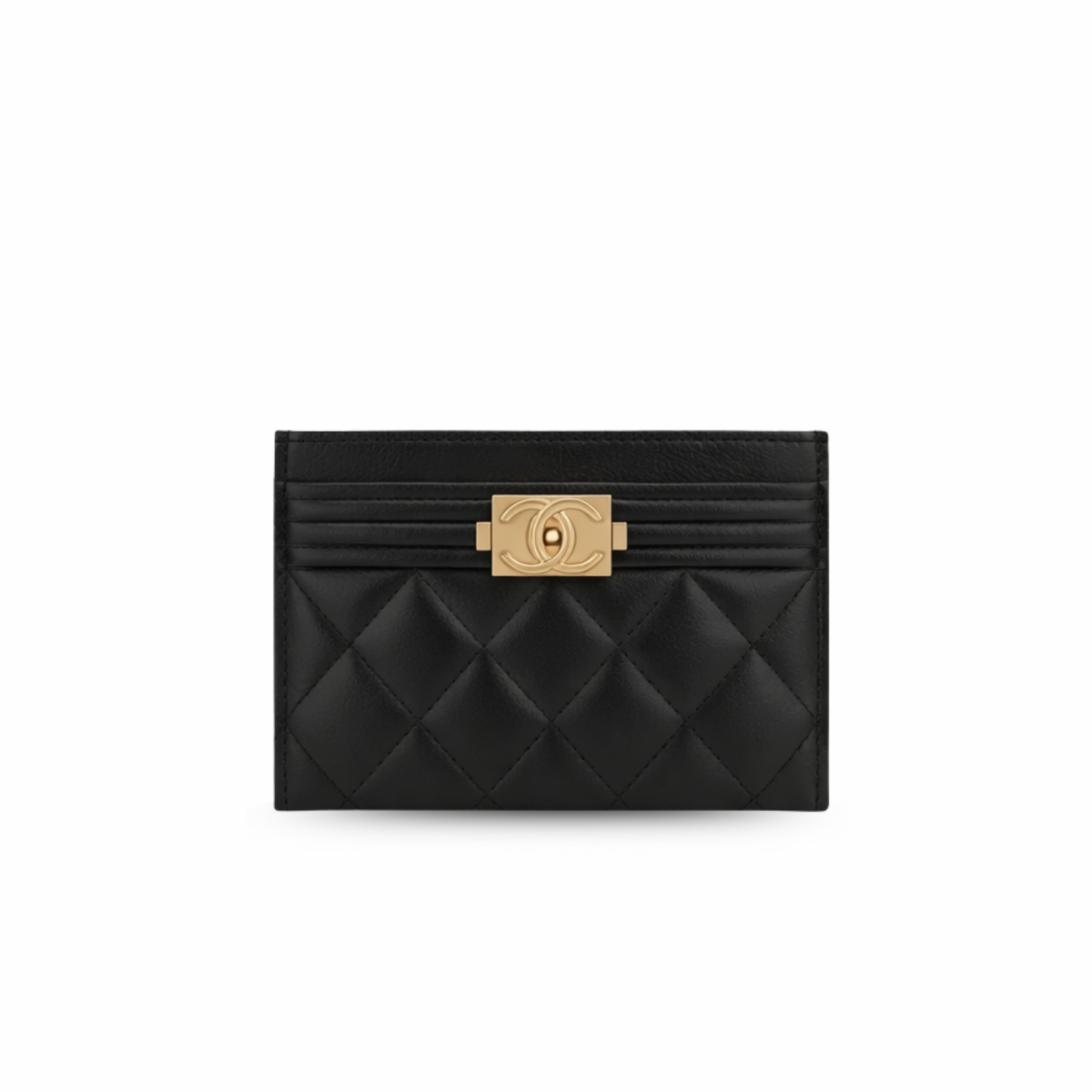 Ch**el CO-CO Card Holder Wallet Black Gold Hardware For Women 11cm/4.3in