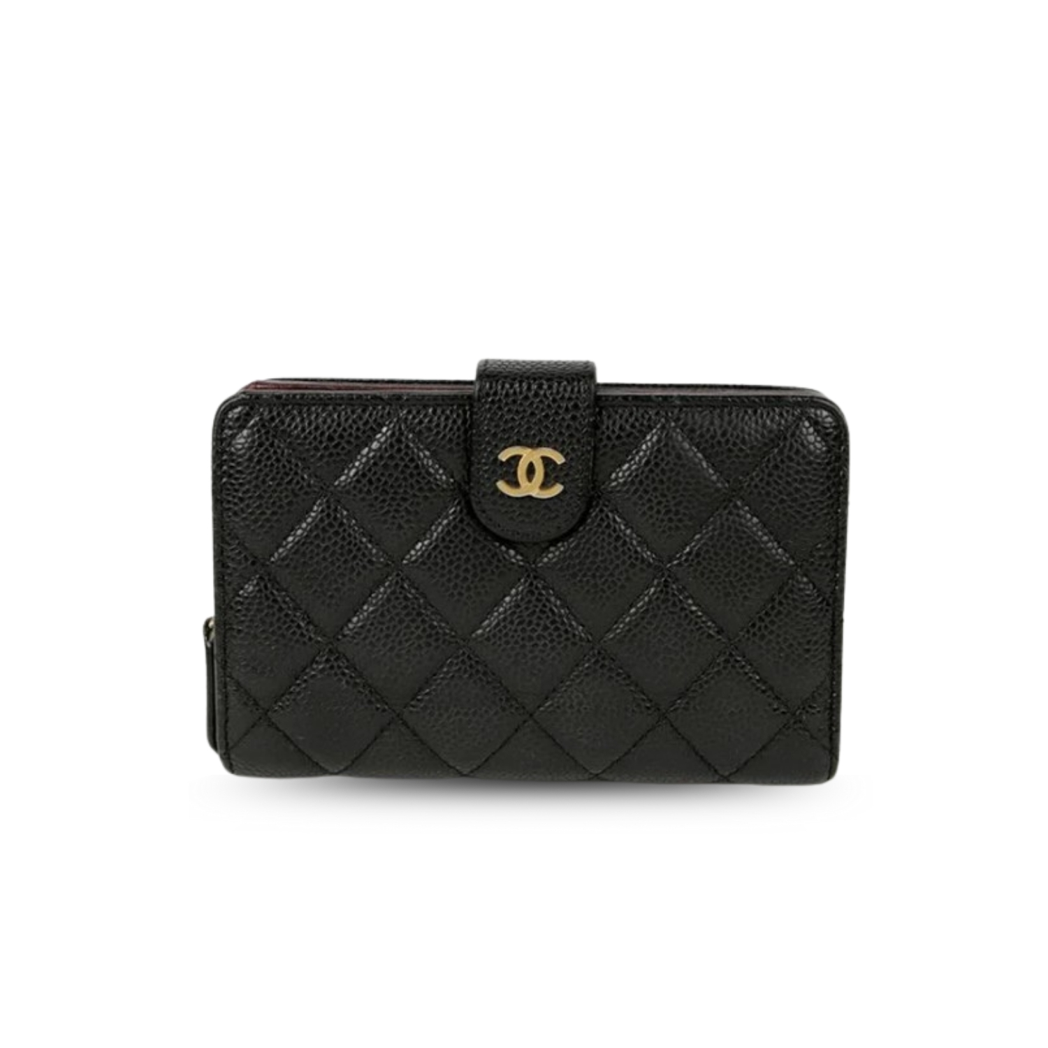 Ch**el CO-CO Flap Wallet Black Gold Hardware For Women 15cm/5.9in