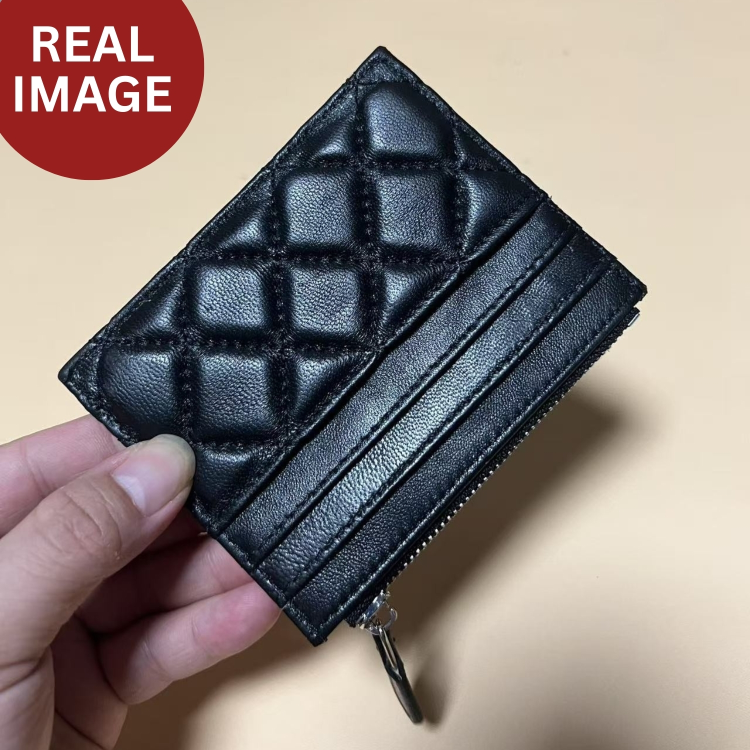 Ch**el CO-CO Pouch Black Silver Hardware For Women 11.5cm/4.5in