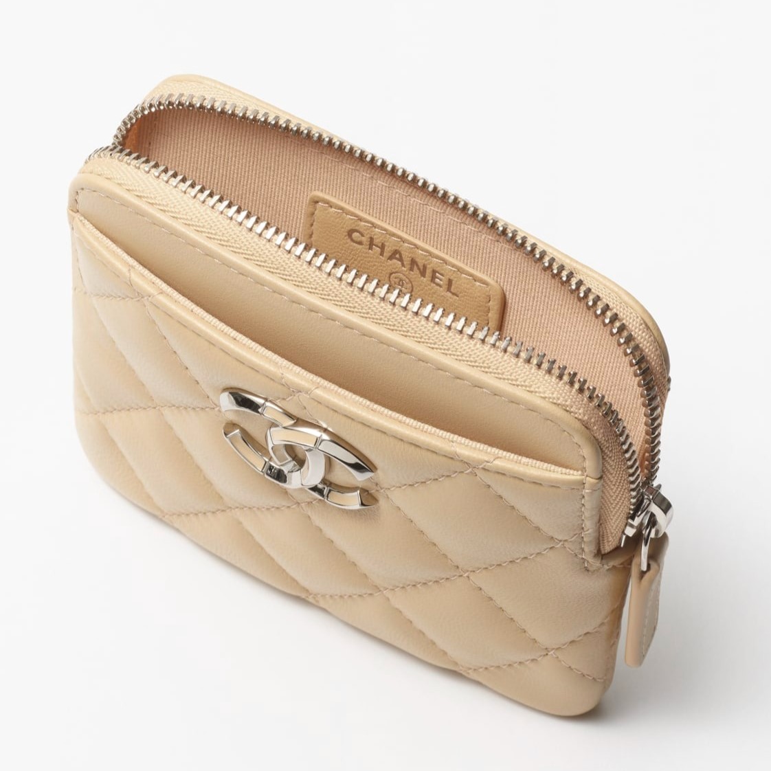 Ch**el Zipped Coin Purse Beige 4.1in/10.5cm For Women AP4196 B17694 NZG75