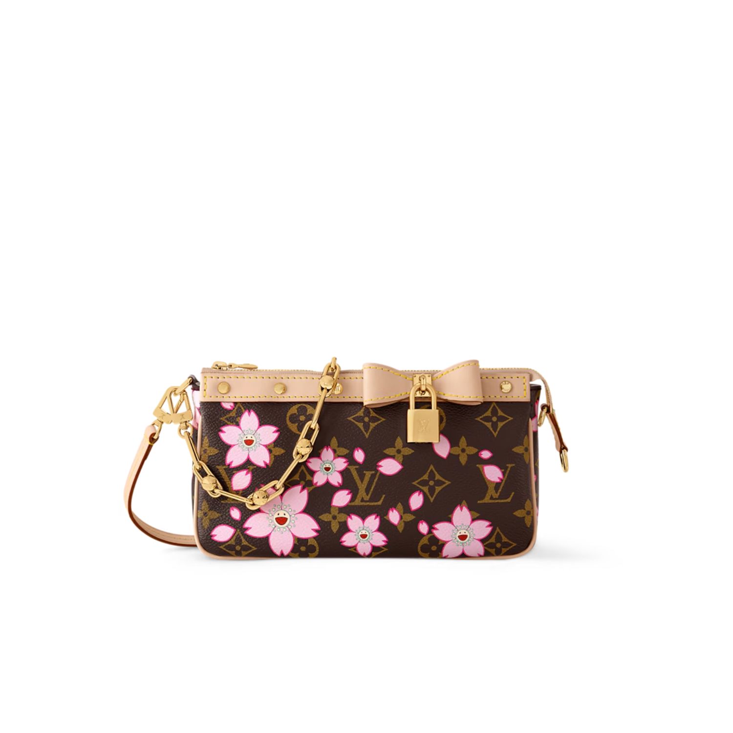 L0vis Vvtt0n LV x Murakami Pochette Accessoires Sakura Brown For Women 22cm/8.7in – M13666