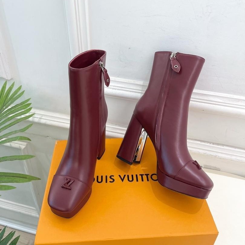 L0vis Vvtt0n Swing Platform Ankle Boots Bordeaux Red For Women