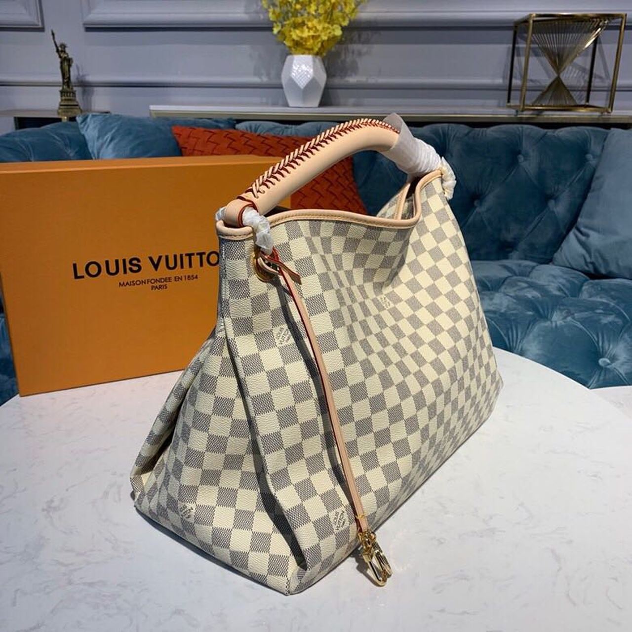 L0vis Vvtt0n Artsy MM Damier Azur Canvas For Women, Women’s Handbags 16.1in/41cm LV N40253