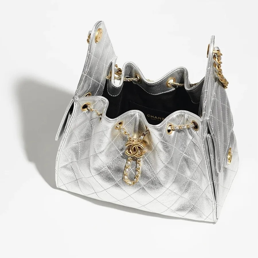 Ch**el 25 Small Handbag Silvery For Women 10.2in/26cm AS5293-B20405-NZV67