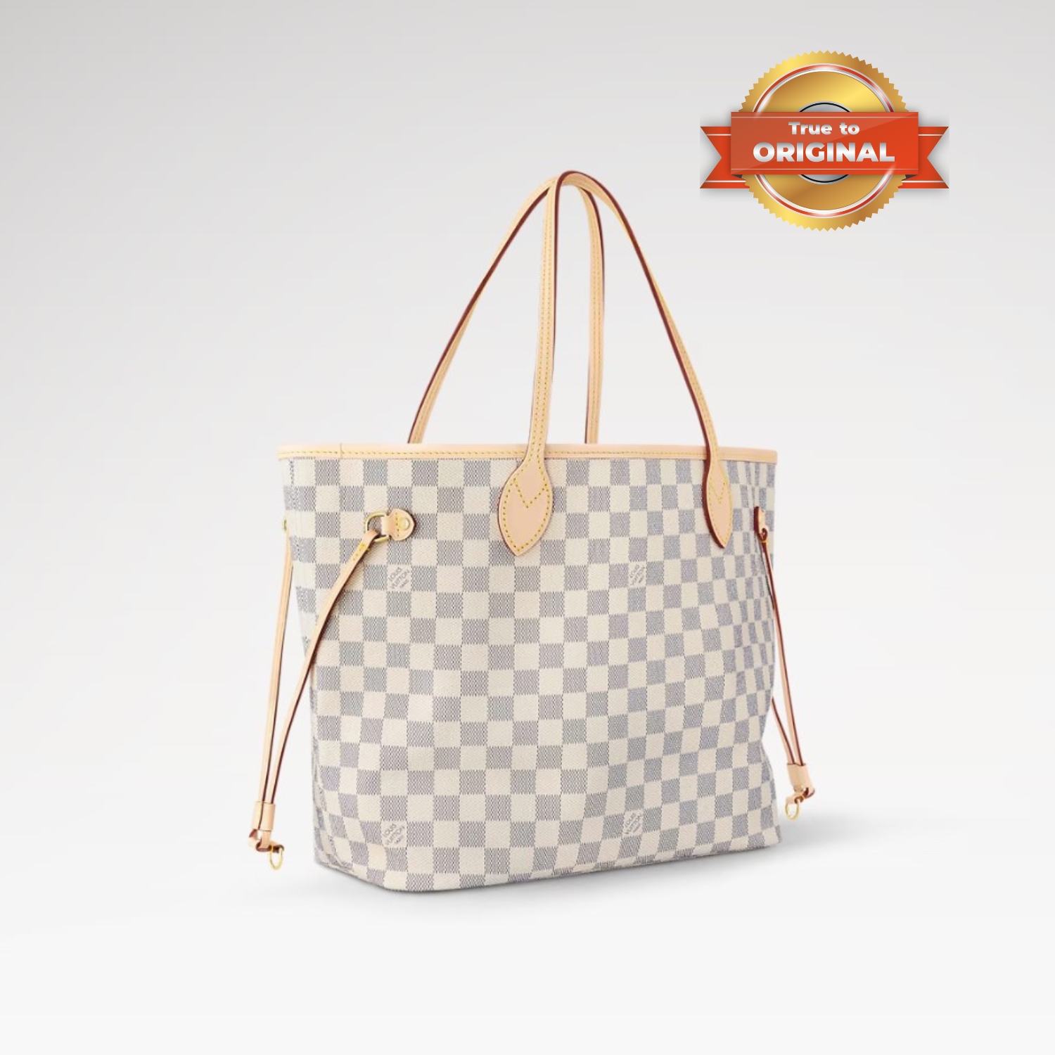 [True-to-ORIGINAL] L0vis Vvtt0n Neverfull MM Tote Bag Damier Azur Canvas Beige For Women 31cm/12.2in N40604