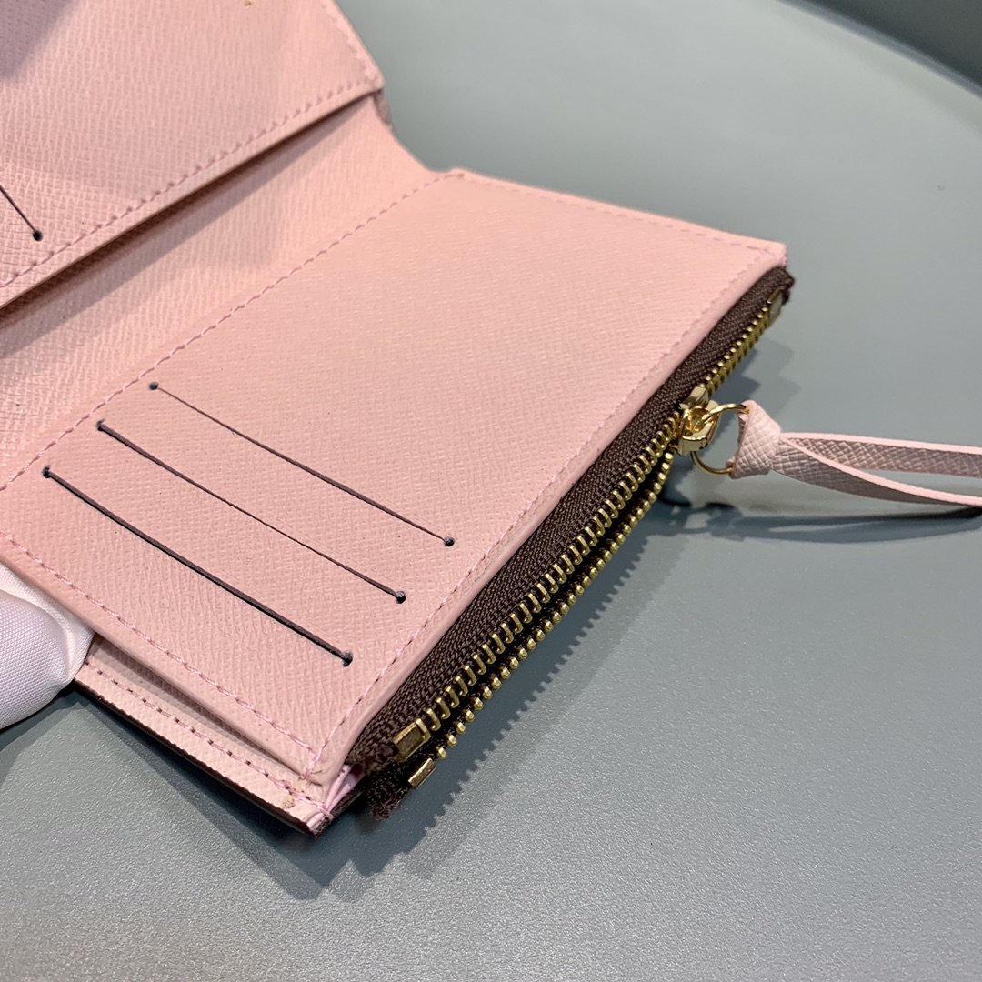 L0vis Vvtt0n Victorine Wallet Damier Ebene Rose Ballerine Pink For Women, Women’s Wallet 12cm LV N61700