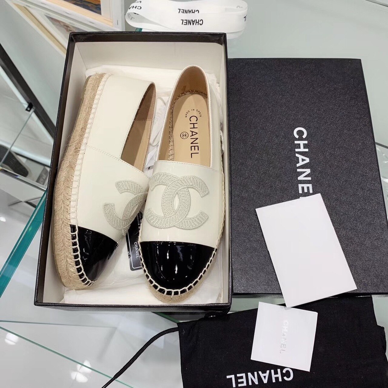 Ch**el Espadrilles White/Black For Women, Women’s Shoes G29762
