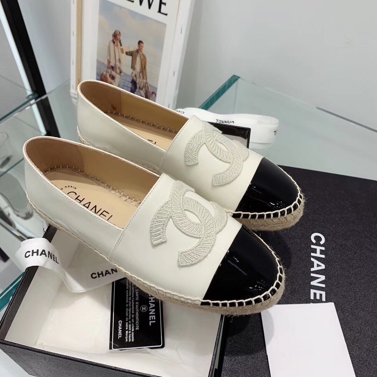 Ch**el Espadrilles White/Black For Women, Women’s Shoes G29762
