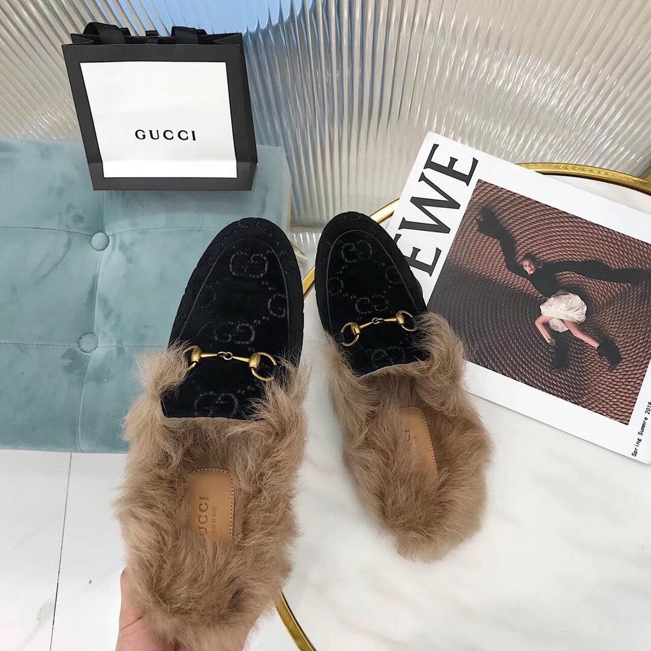 Gvc*1 Women’s Princetown Slipper Mules By Velvet Black For Women GG