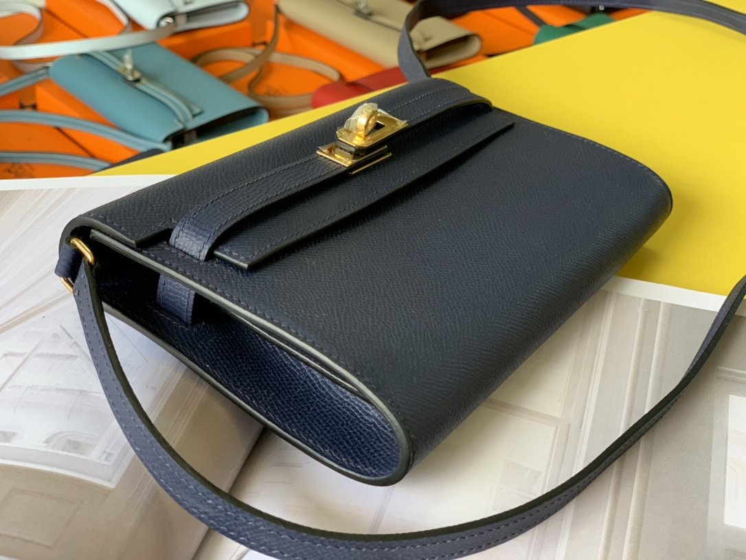 H**me5 Kelly Wallet To Go Woc Epsom Blue For Women, Women’s Wallet 8.3in/21cm