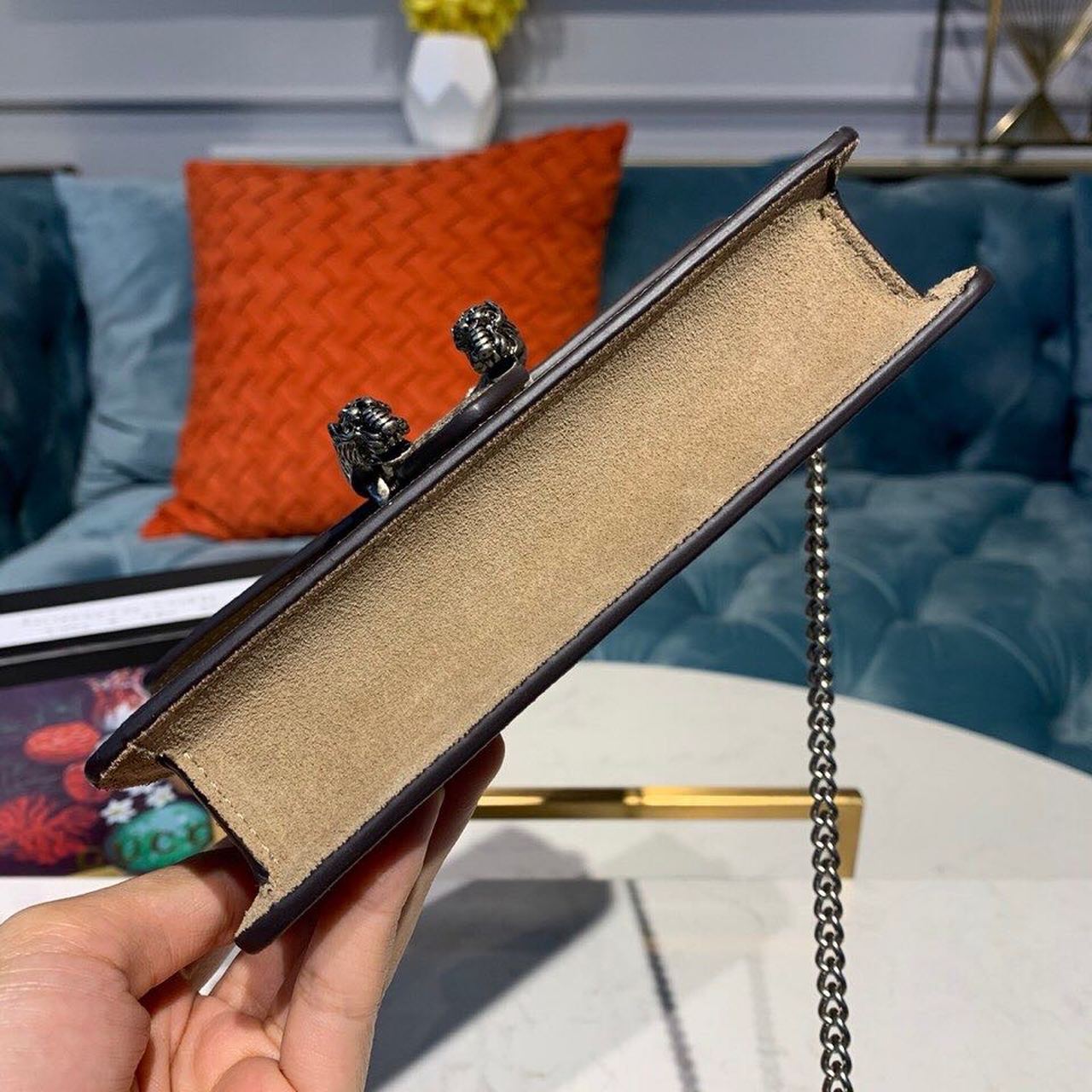 Gvc*1 Dionysus S*per Mini Bag Emerald GG Svp*me Canvas Made Using An Earth-Conscious Process With Taupe Detail For Women 6.5in/16.5cm GG ‎476432 KHNRN 8642