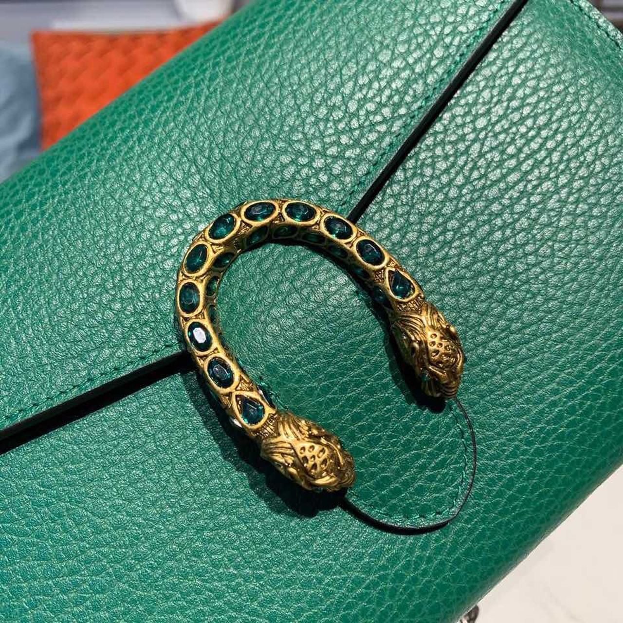 Gvc*1 Dionysus Mini Chain Bag Emerald Green Metal-Free Tanned For Women 8in/20cm GG 401231 CAOGX 3120