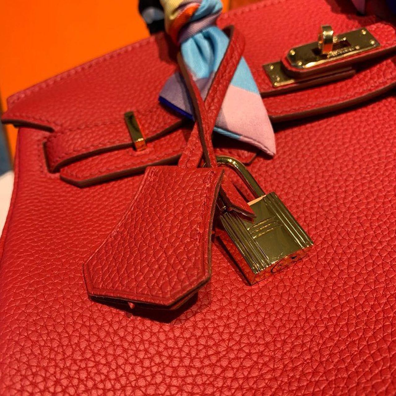 H**me5 Birkin Red Semi Handstitched With Gold Toned Hardware For Women 30cm/11.8in