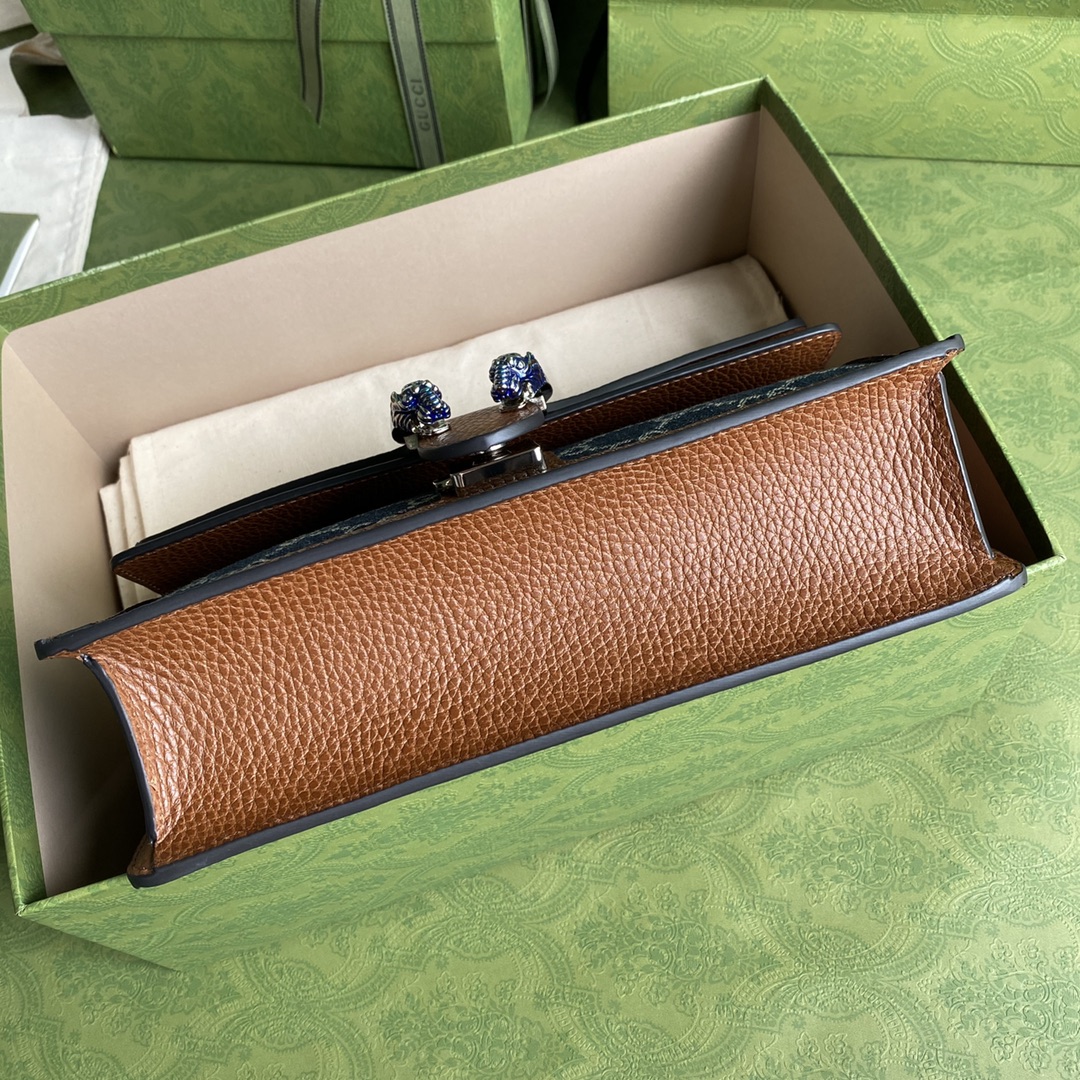 Gvc*1 Dionysus Small Shoulder Bag Dark Blue And Ivory Eco Washed Organic GG Jacquard Deni For Women 11in/28cm 400249 2KQFN 4483