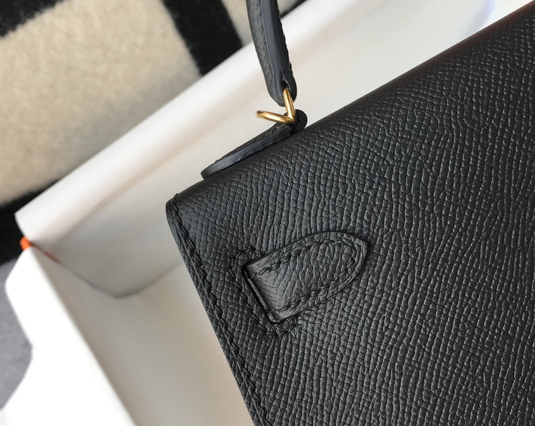 H**me5 Mini Kelly 19 Sellier Epsom Black Bag For Women, Women’s Handbags, Shoulder Bags 7.5in/19cm