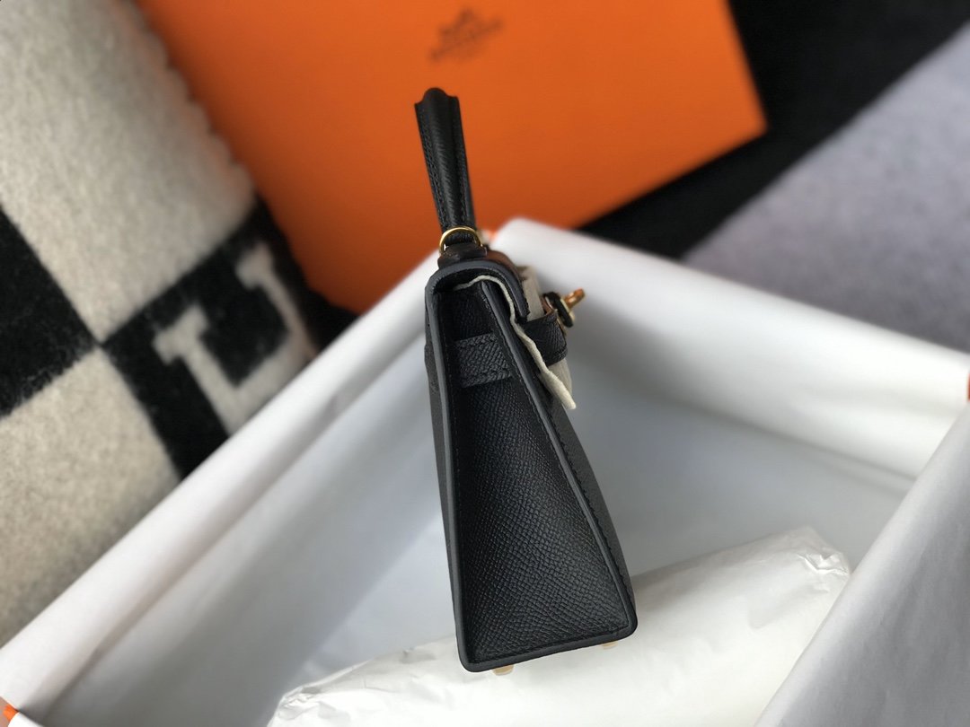 H**me5 Mini Kelly 19 Sellier Epsom Black Bag For Women, Women’s Handbags, Shoulder Bags 7.5in/19cm