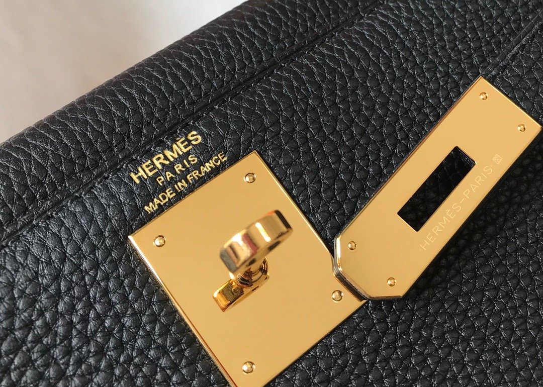 H**me5 Kelly 28 Retourne Togo Black Bag For Women, Women’s Handbags, Shoulder Bags 11in/28cm