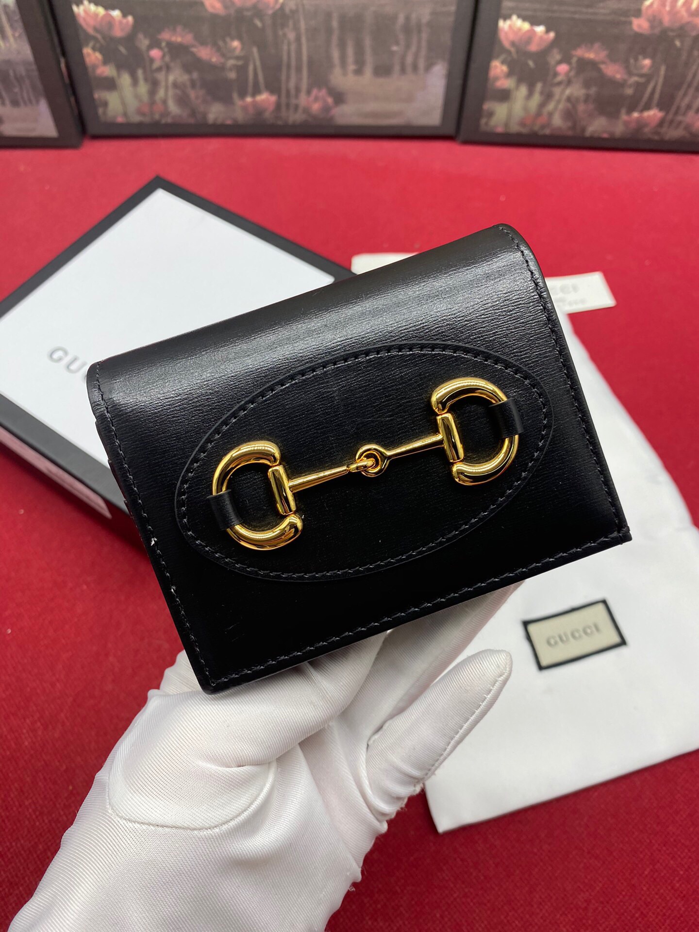 Gvc*1 Horsebit 1955 Card Case Wallet Black Women’s Wallet 11cm/4.3in GG ‎621887 0YK0G 1000