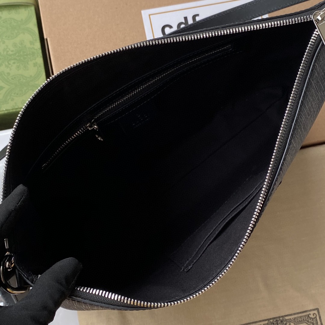 Gvc*1 Black Messenger Black/Grey GG Svp*me Canvas Blue And Red Web For Men 14in/35cm 474139 K5ICN 1095