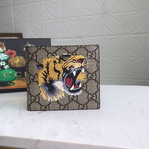 Gvc*1 Tiger Print GG Svp*me Bi-Fold Wallet For Men, Men’s Wallet 11cm/4.3in GG 451268 K5Z1N 8666