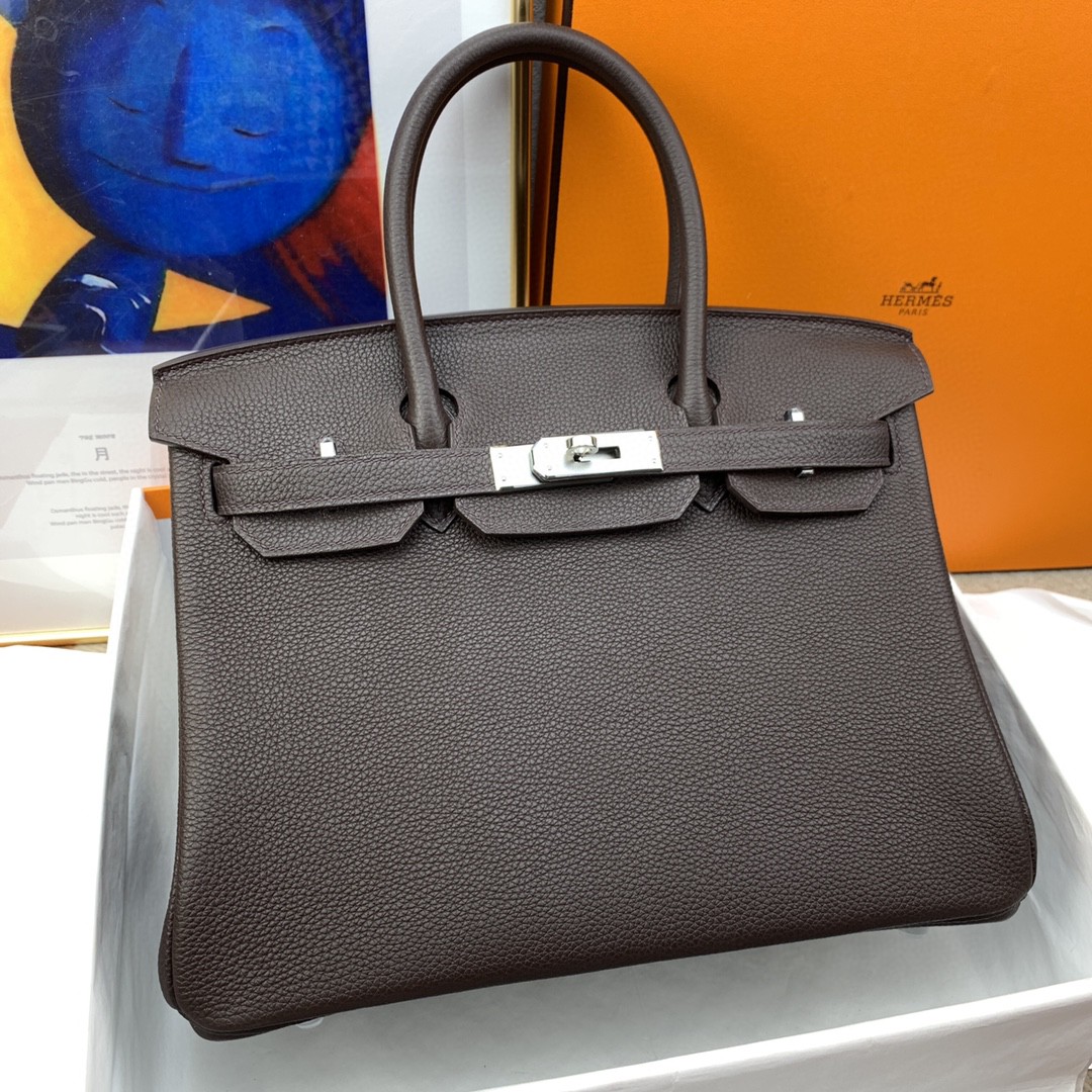 H**me5 Birkin 30 Togo Dark Grey Bag Silver Hardware For Women, Women’s Handbags 11.8in/30cm