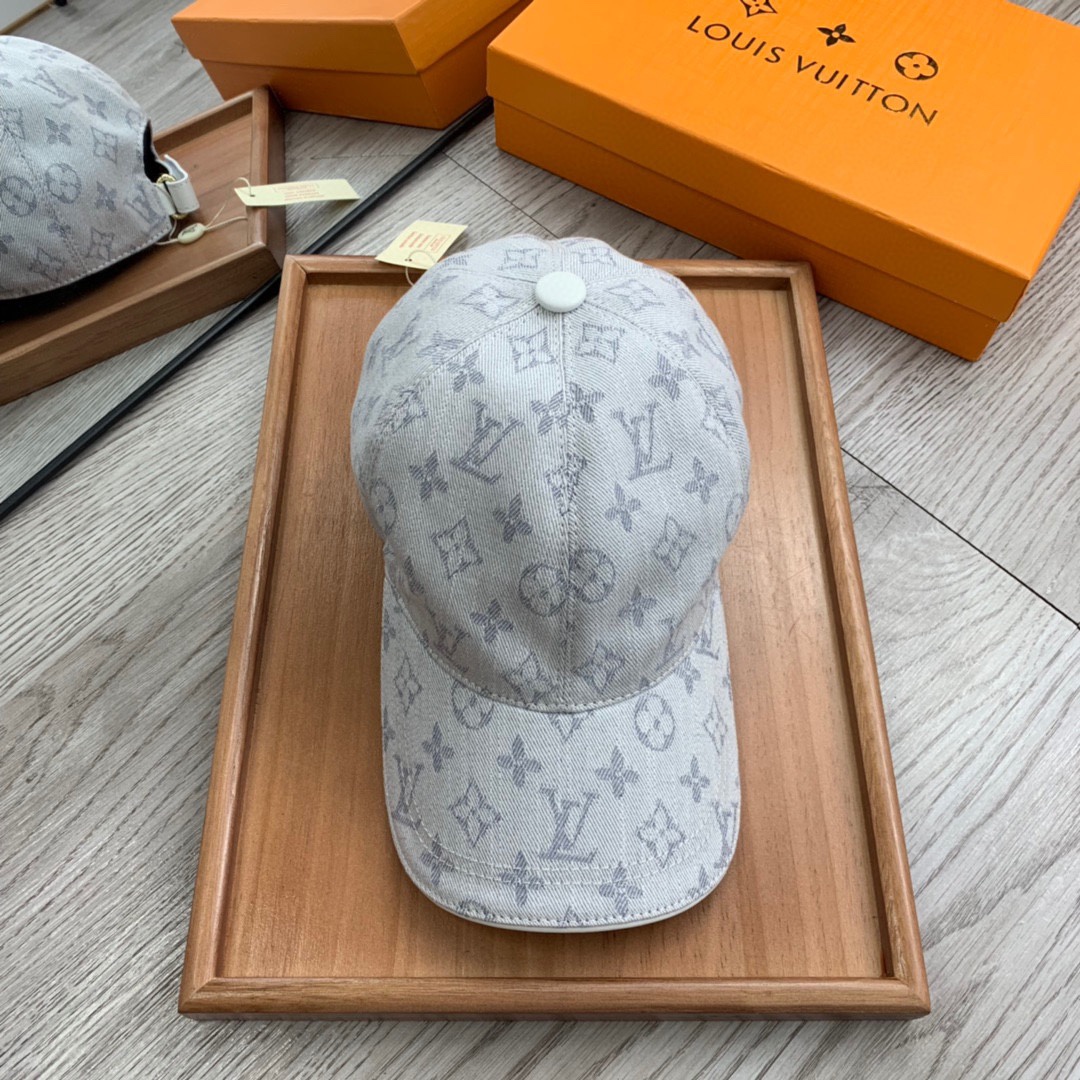 L0vis Vvtt0n Monogram Jacquard Denim Cap Grey LV Cap