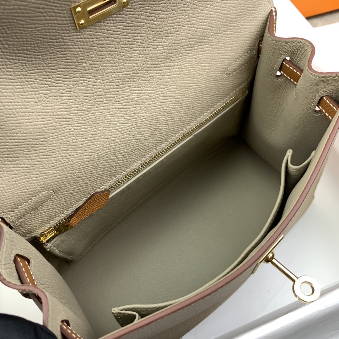 H**me5 Kelly 25 Sellier Epsom Greige/Brown Bag For Women, Women’s Handbags, Shoulder Bags 10in/25cm