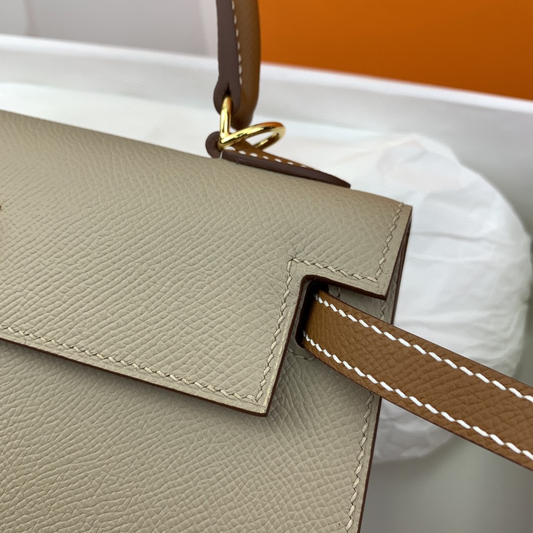 H**me5 Kelly 25 Sellier Epsom Greige/Brown Bag For Women, Women’s Handbags, Shoulder Bags 10in/25cm