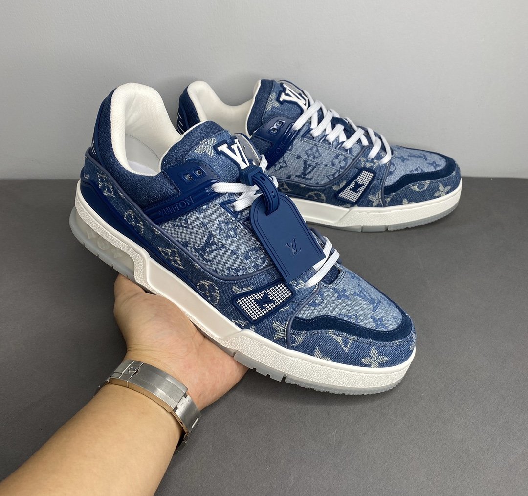 L0vis Vvtt0n Trainer Sneaker Rubber Monogram Denim Blue  Virgil Abloh For Men LV