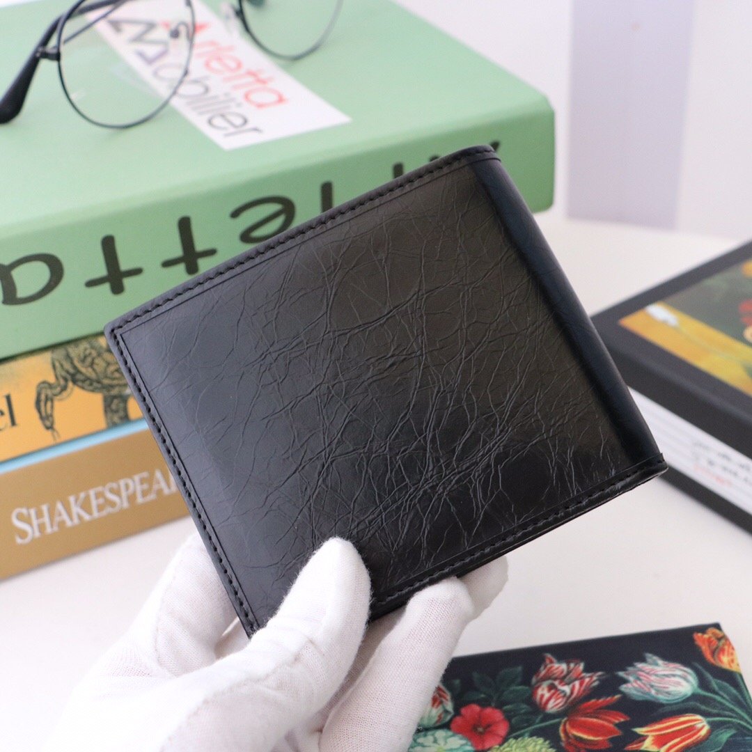 Gvc*1 Bi-Fold Wallet Black with Interlocking G For Men 4.3in/11cm GG