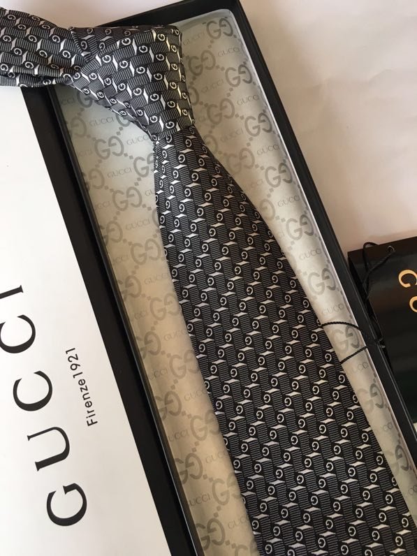 Gvc*1 G Silk Jacquard Tie Dark Grey GG Men Tie
