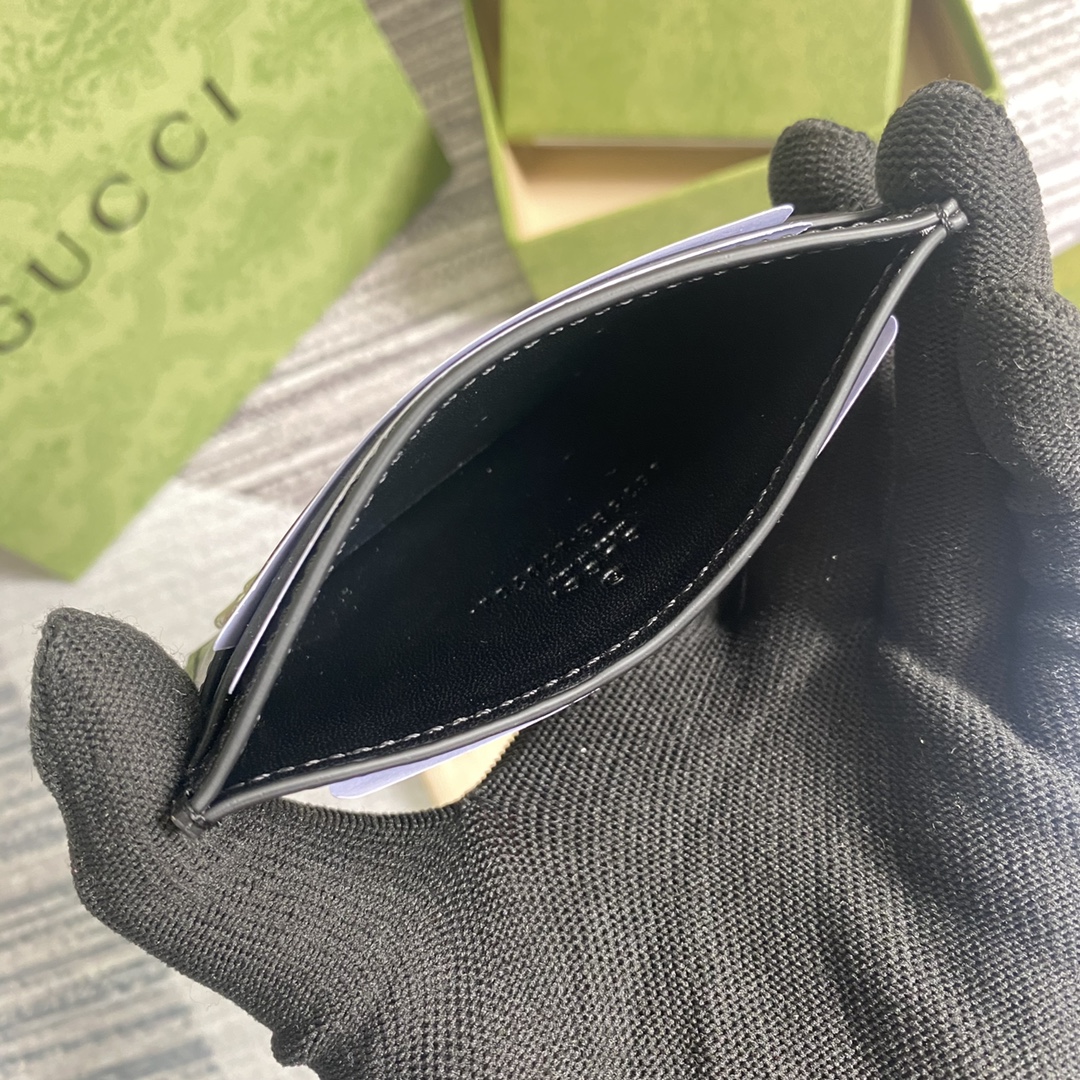 Gvc*1 GG Marmont Card Case Black Silver Hardware For Men 4in/10cm GG 657588 0YK0N 1000