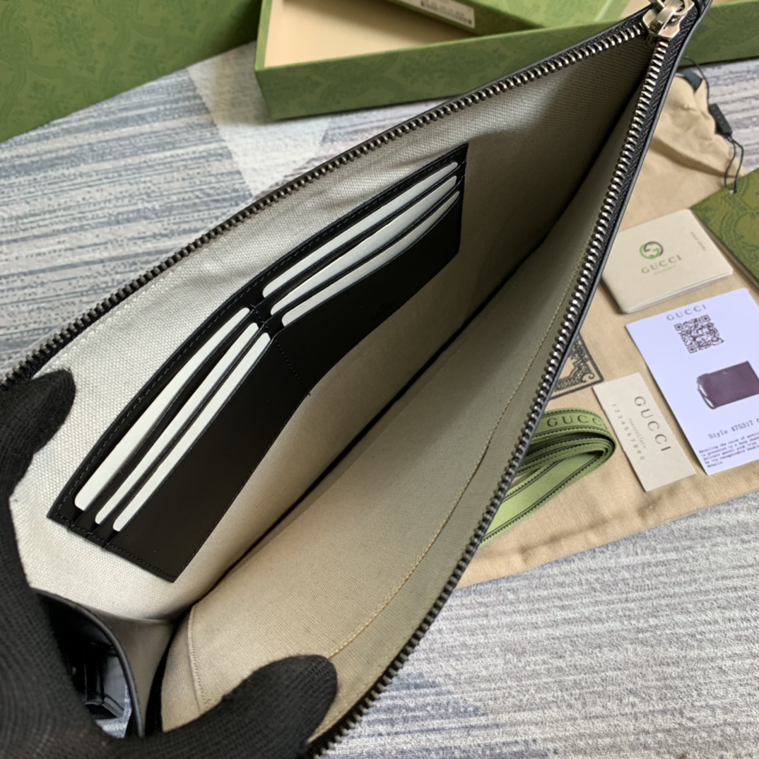 Gvc*1 Marmont Pouch in Black with Gold Toned Hardware For Men, Men’s Pouch 12in/30.5cm GG 475317 DJ20T 1000