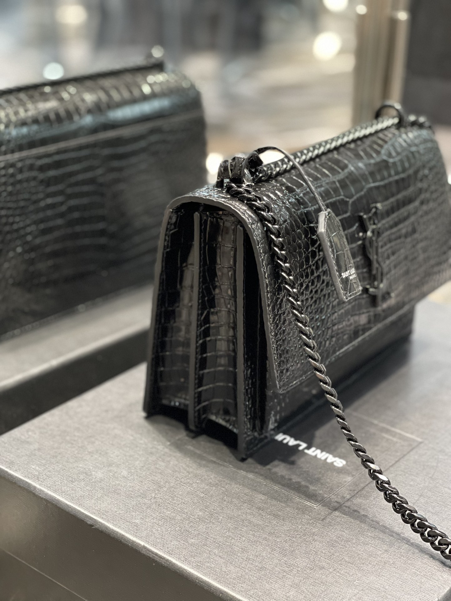 Sa1nt Lau*nt Sunset Medium Chain Bag Black For Women 8.6in/22cm Y51 442906DND0U1000