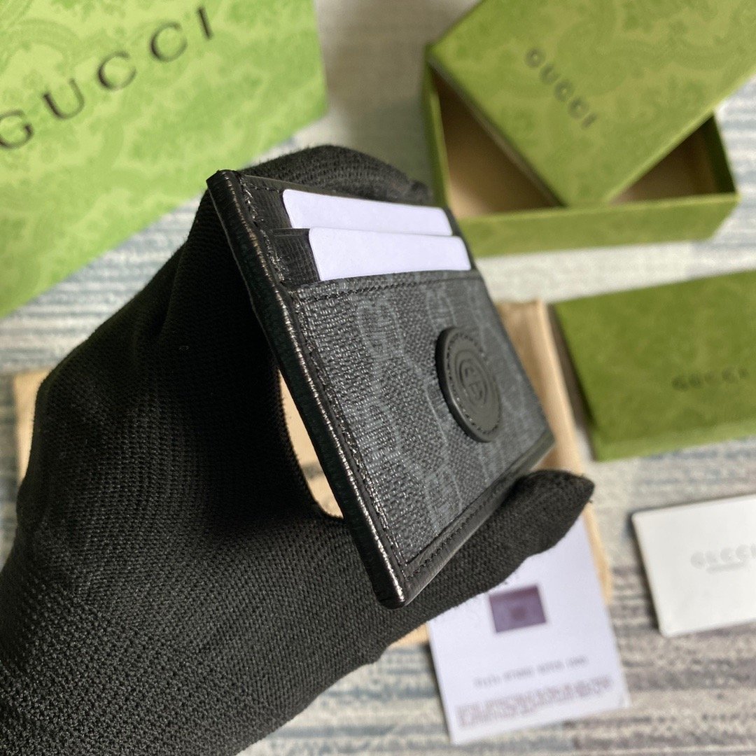 Gvc*1 Card Case with Interlocking G Black For Men 4in/10cm GG 673002 92TCN 1000