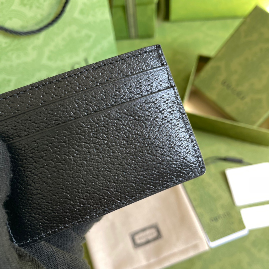 Gvc*1 Animalier Card Case Black with Metal Bee For Men 4in/10cm GG 523685 DJ20T 1000