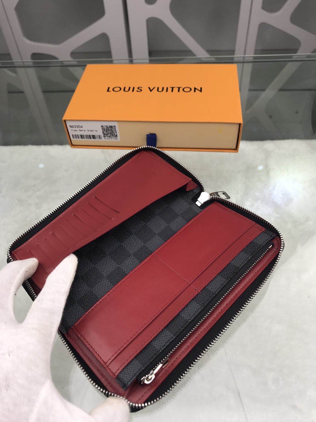 L0vis Vvtt0n Zippy Wallet Vertical Wallet Damier Graphite Canvas For Men, Men’s Wallet 7.9in/20cm LV