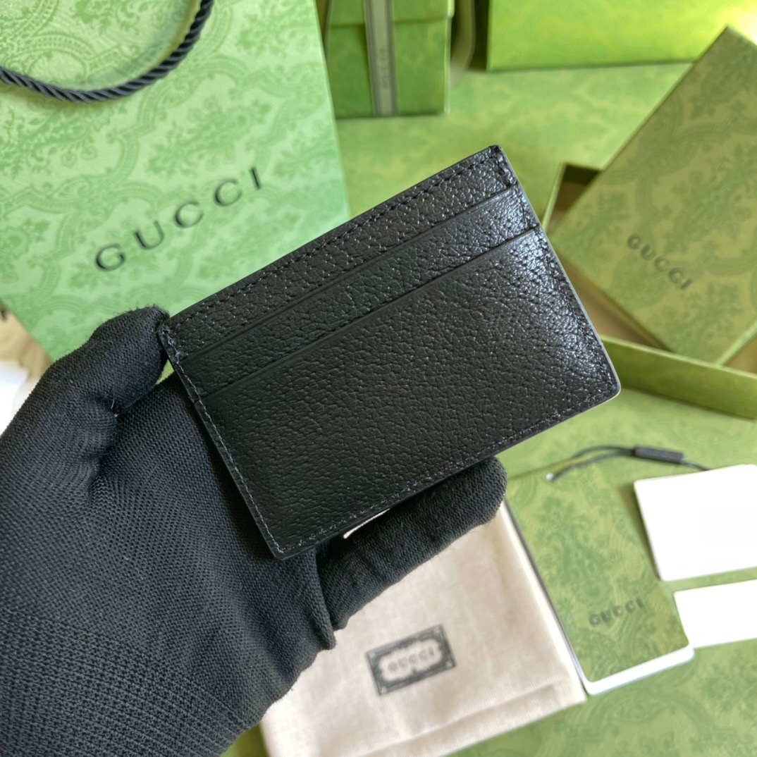 Gvc*1 Animalier Card Case Black with Metal Bee For Men 4in/10cm GG 523685 DJ20T 1000