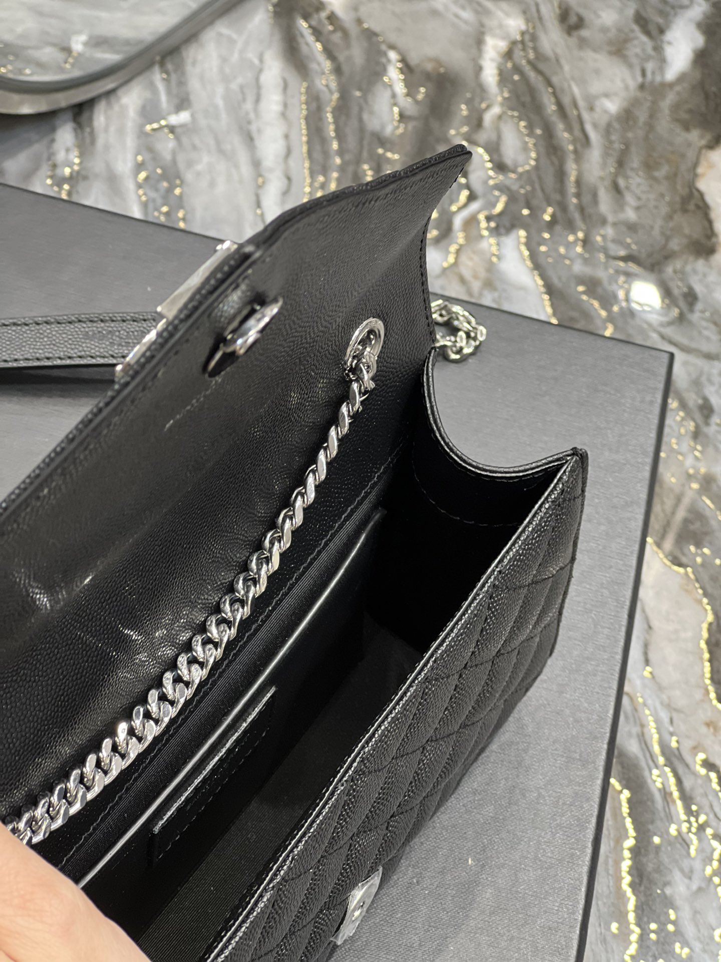 Sa1nt Lau*nt Small Bag Black In Mix Matelasse For Women 8.2in/21cm Y51 600195BOW921000