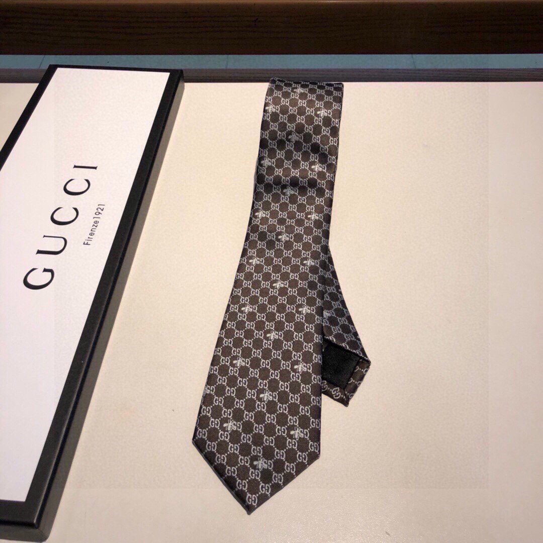 Gvc*1 GG Bees Silk Tie Black GG Men Tie  ‎545078 4E002 1062