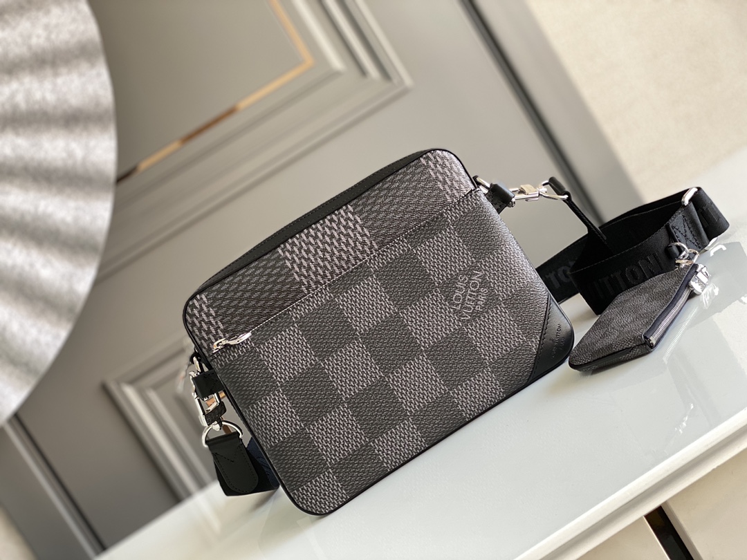L0vis Vvtt0n Trio Messenger Damier Graphite Black For Men, Men’s Bags, Shoulder And Crossbody Bags 9.8in/25cm LV N50017
