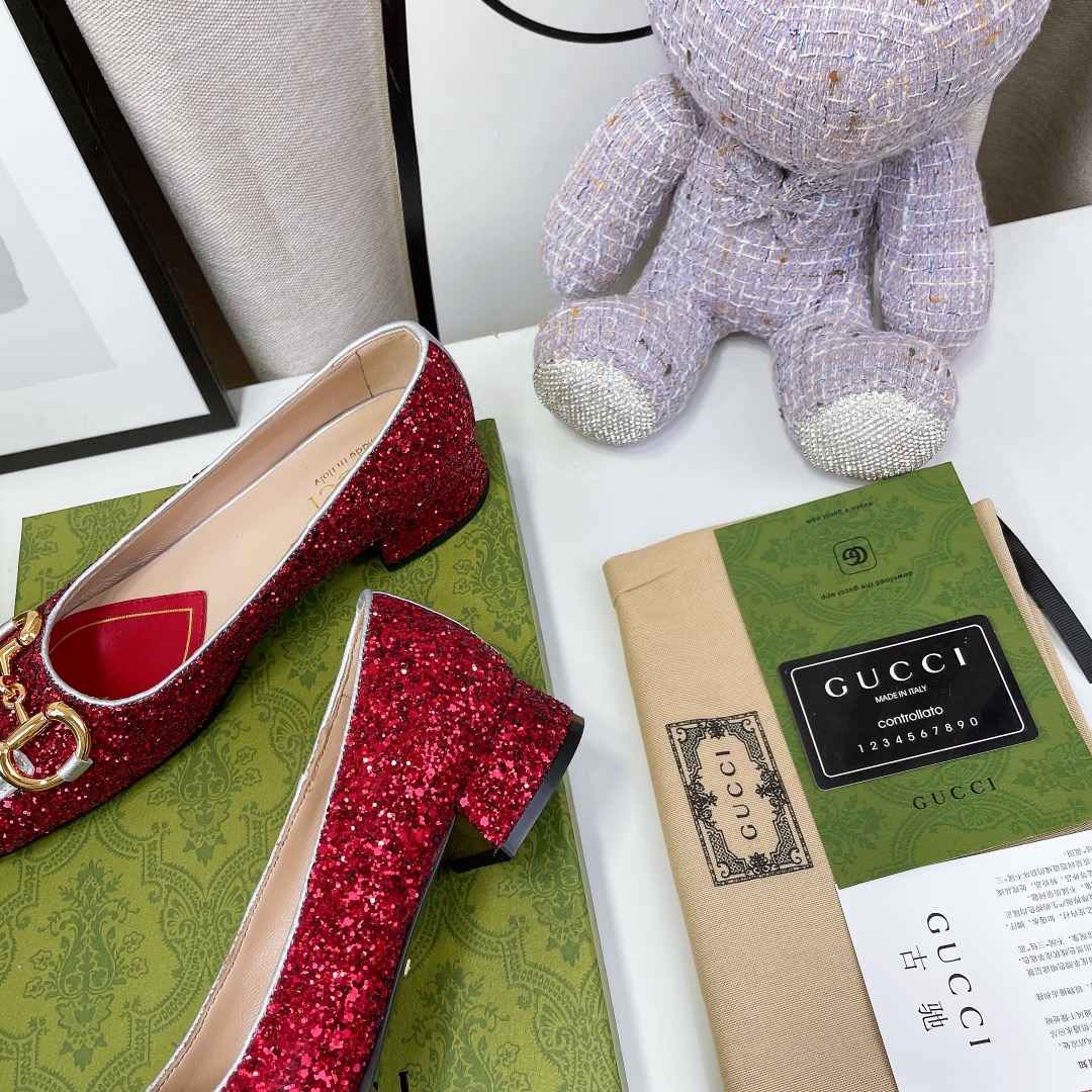 Gvc*1 Lovelight Crystal Ballet Flat With Horsebit Red For Women GG