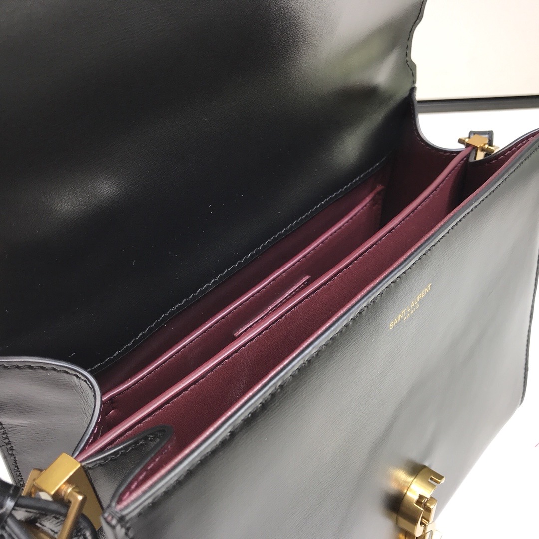 Sa1nt Lau*nt Cassandra Medium Top Handle Bag In Grain Black For Women 9.6in/24.5cm Y51 623931BOW0W1000