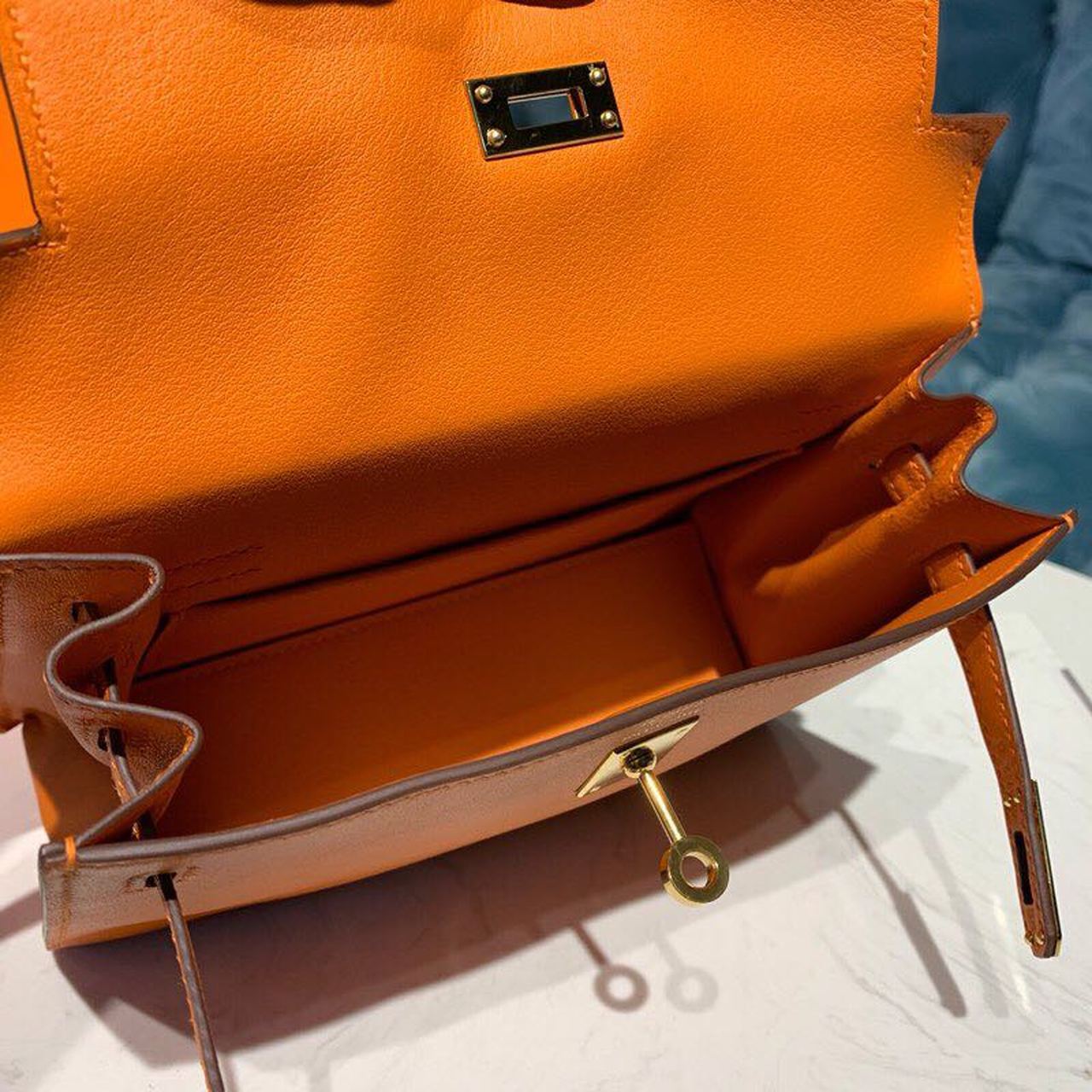 H**me5 Kelly Danse II Bag Swift Orange Gold Hardware For Women 8.7in/22cm