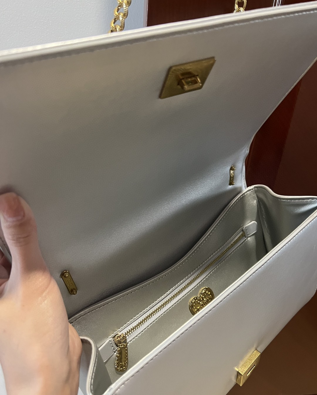 Dolce & Gabbana Large Devotion Bag In Quilted Nappa Silver For Women 10in/26cm DG