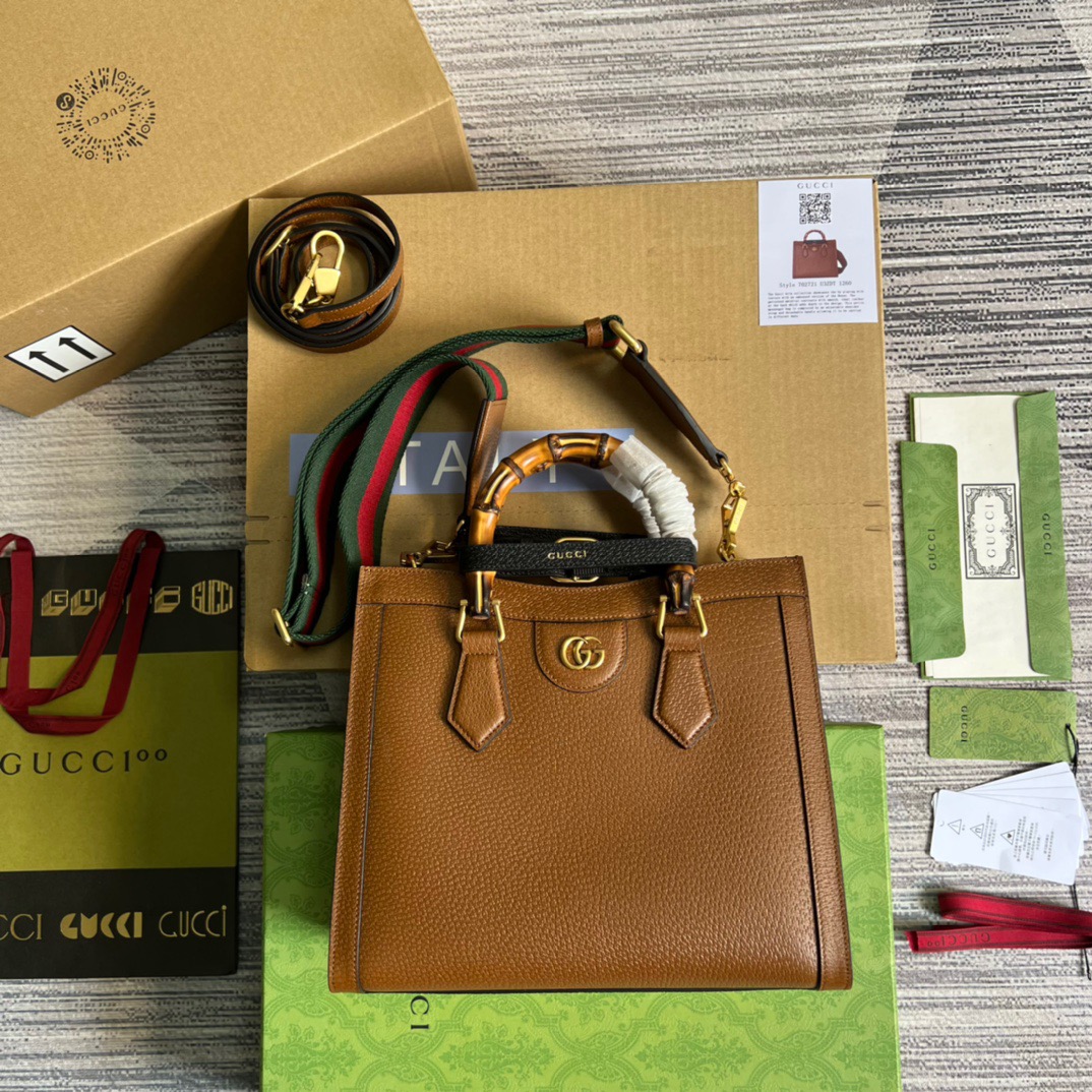 Gvc*1 Diana Medium Tote Bag Brown For Women, Women’s Bags 11in/27cm GG