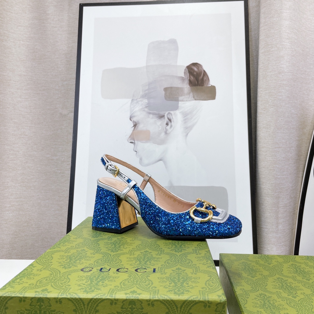 Gvc*1 Lovelight Slingback Mid-Heel With Horsebit Blue For Women GG