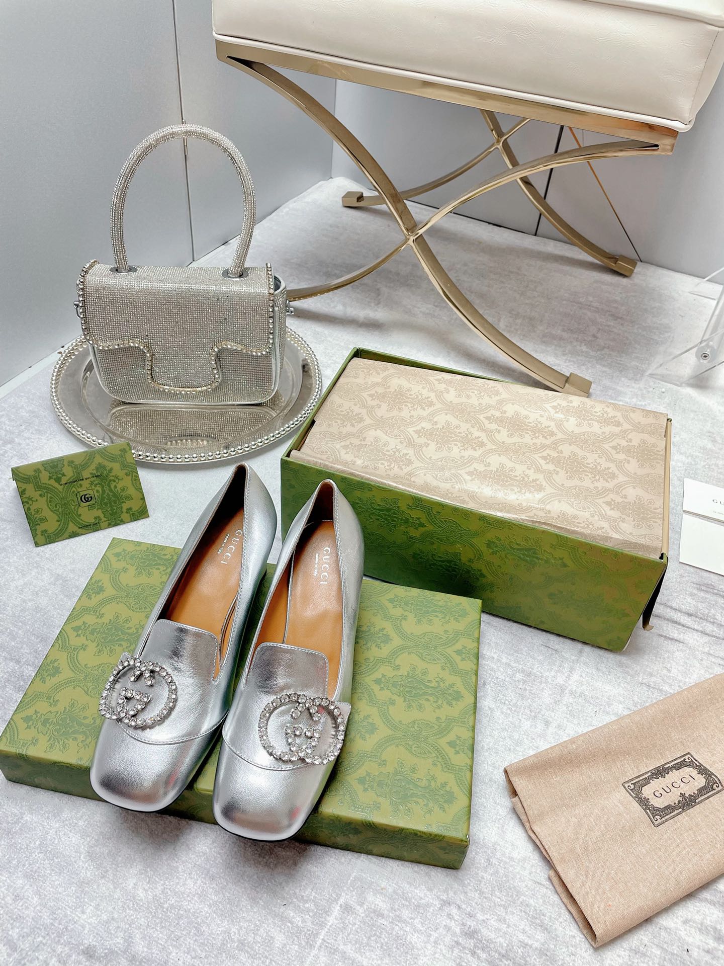 Gvc*1 Women’s Mid-Heel Pump With GG Logo Silver For Women GG