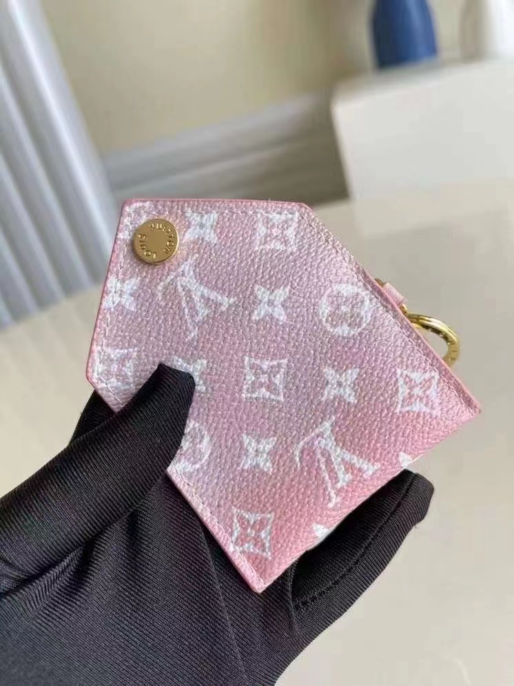 L0vis Vvtt0n Kirigami Pouch Bag Charm And Key Holder Monogram Canvas Pink For Women, Women’s Wallets 2.8in/7cm LV