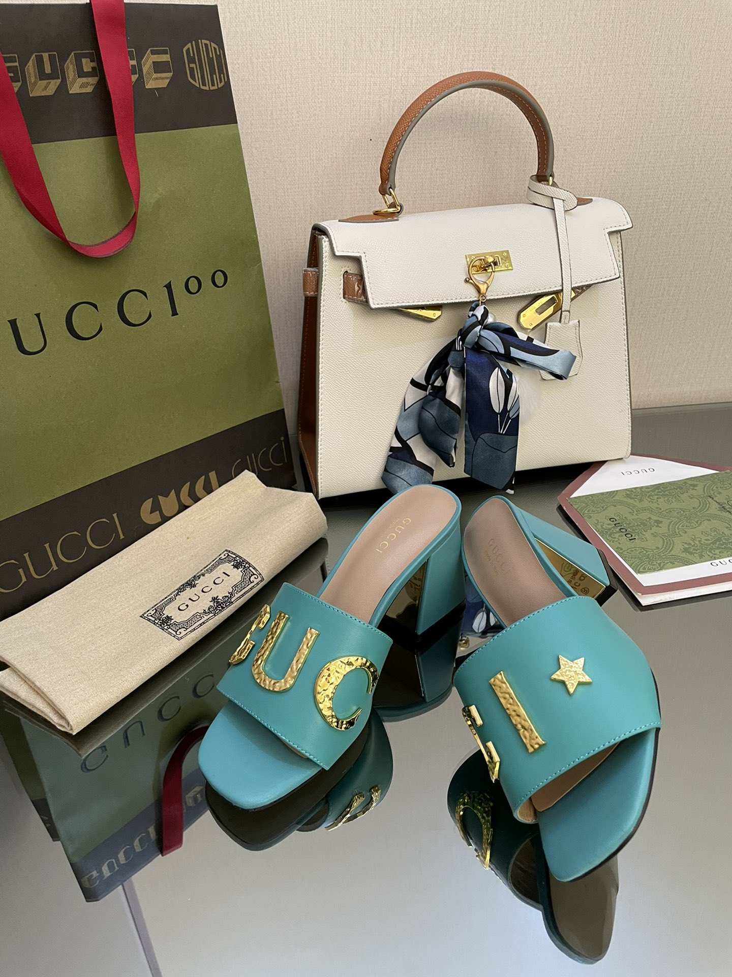 Gvc*1 Women’s ‘Gvc*1’ Slide Sandal Jade Green For Women GG